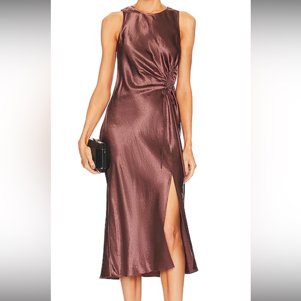 Rails Gabriella Brown Crinkle Satin Slipdress M